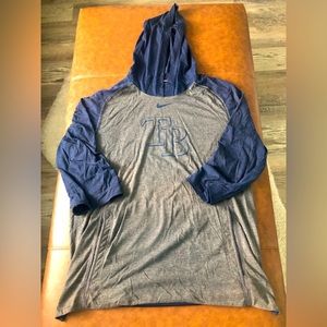 Player issue Tampa Bay Rays Nike MLB training 3/4 sleeve hoodie. Size M